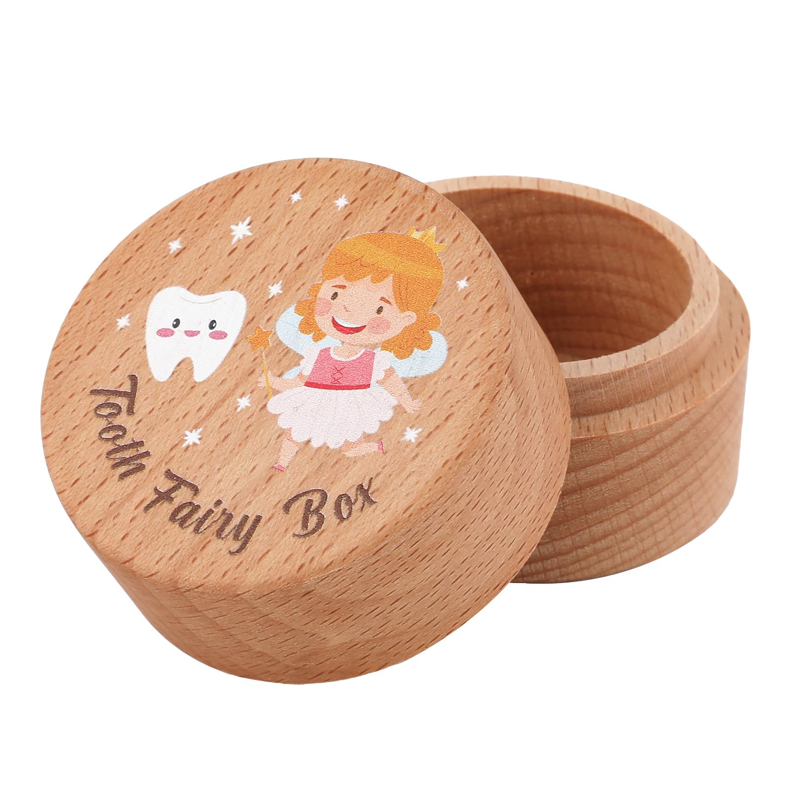 Tooth Fairy Box, Wooden Tooth Holder Tooth Cute Tooth Keepsake Box Tooth Storage Box Baby Tooth Saver Container Box for Kids Boys and Girls(Style 4)