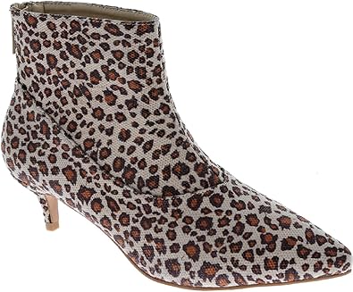 leopard print low heel boots