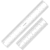 2 PCS 6 Inch /12Inch Clear Acrylic Ruler Zero-Centering Ruler with Inches &amp; Metric Measuring Tool 12" and 6" Inch Straight Edge Rulers for Scrapbooking Card-Making Student School Office Home Tool