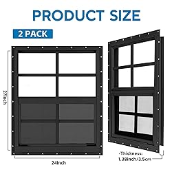 2 Pack 24" x 27" Black Shed Window with Tempered