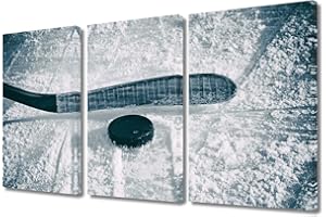 TUMOVO Hockey Stick and Puck Ice Cool Canvas Wall Art Sports Wall Art for Living Room Modern Ice Hockey Pictures for Bedroom 
