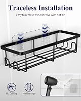 Kitsure 2 Pack Rustproof Shower Caddy - Wall Mounted Large Capacity Black view 5