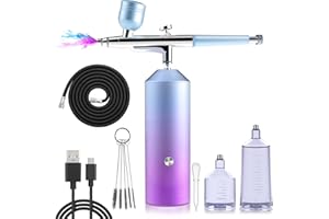 Yofuly Cordless Airbrush Kit, Nail Airbrush Machine with Braided Airbrush Hose, Portable Airbrush for Nail, Makeup, Tattoo, Cake Decorating, Rechargeable | Gradient Purple
