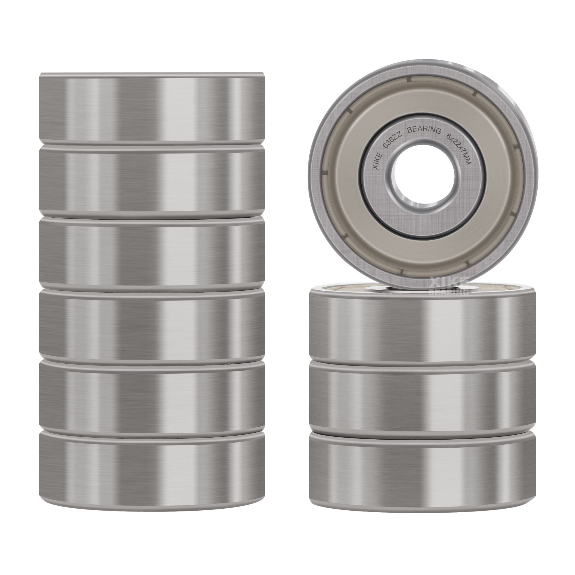 XIKE 10 pcs 636ZZ Ball Bearings 6x22x7mm Chrome Steel and Double Metal Seal, 636-2Z Miniature Deep Groove Ball Bearing.