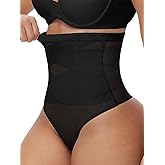 VELAI Shapewear Tummy Control Thong For Women High Waisted Underwear Girdle Body Shaper Panties