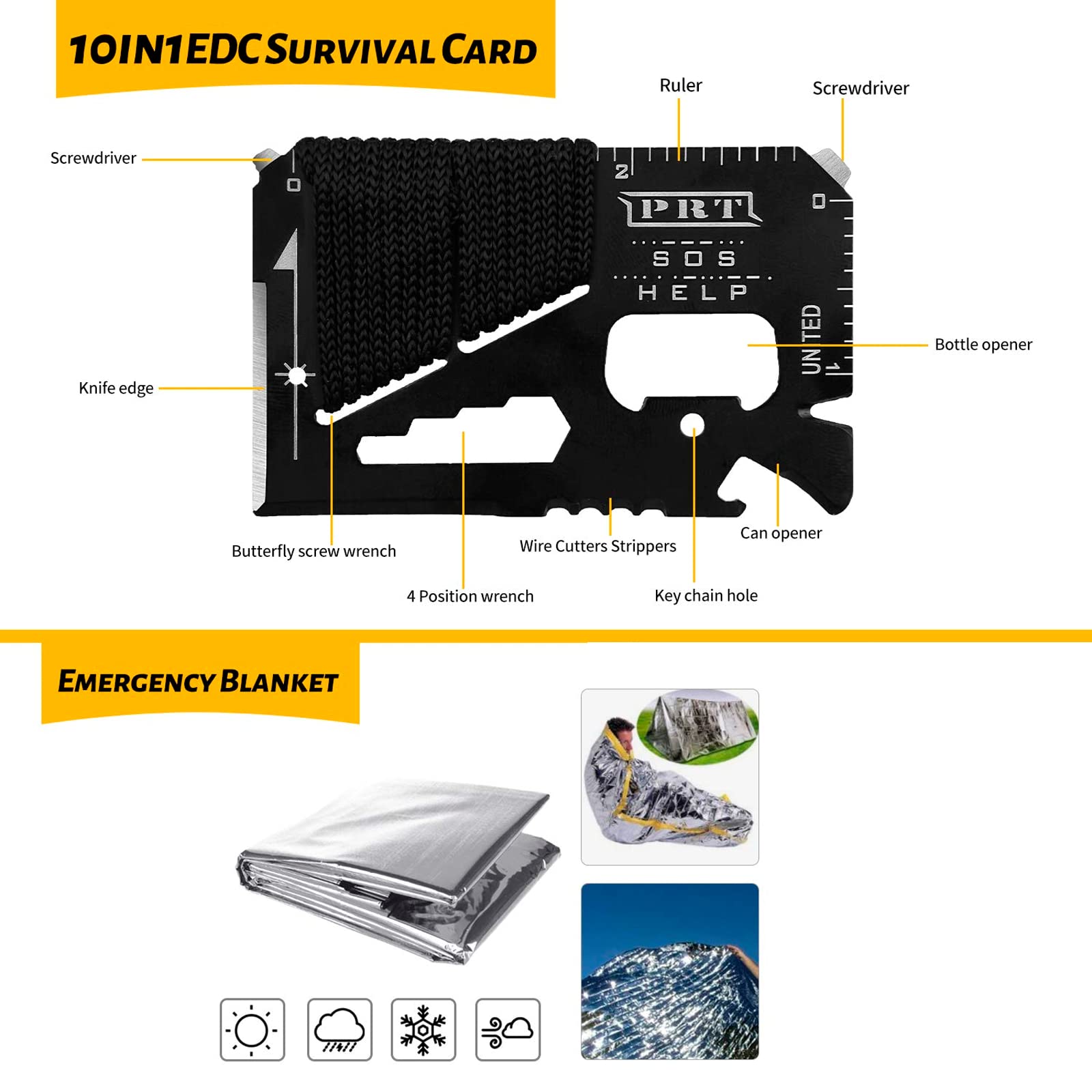 ANTARCTICA Emergency Survival Gear Kits 60 in 1, Outdoor Survival Tool with Emergency Bracelet