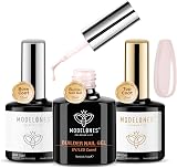 Modelones Nude Pink Builder Gel with Base and Top Coat Set 3Pcs