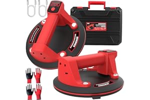 DEWINNER 8 inch Electric Suction Cup, 600lbs Max Load Capacity Automatic Glass Lifter with 1200mAh Battery, Industrial Vacuum