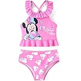 Disney Elsa Princess Toddler Girls Two Piece Tankini Top and Bow Tie Bikini Bottom Beach Swimwear Set