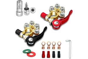 Car Battery Terminal Connectors, 2 Pcs 4 Way Quick Release Clip Disconnect for SAE/JIS Type A Posts, Compatible With Marine B