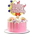 Moon Cat Happy Birthday Cake Topper - Moon Girls Sailor Birthday Party Glitter Cute Cat Cake Supplies - Pink Girl Happy Birthday Party Decoration