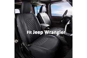 GIANT PANDA Customized Front Car Seat Covers for Jeep Wrangler 2/4 Door JL Sahara Sport Rubicon Unlimited Willys 4xe 2018 2019 2020 2021 2022 2023 2024,Faux Leather - (Black)