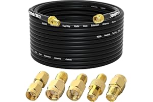 YOTENKO SMA Extension Cable 50ft + 5pcs SMA RF Coax Connector Kit,SMA Male to SMA Female RG58 Coaxial Cable Low-Loss for 4G LTE Router ADS-B SDR BaoFeng Ham Radio Kenwood Yaesu