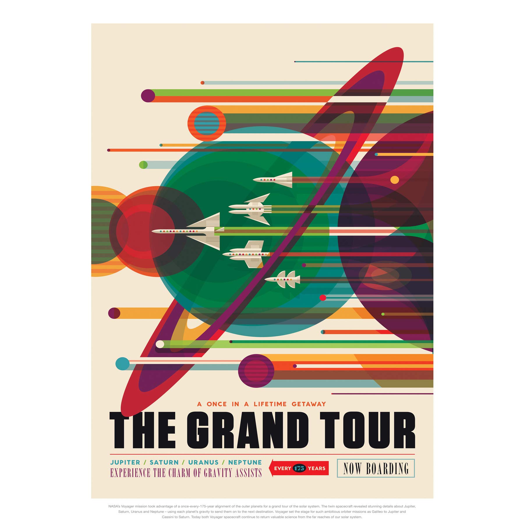 The Grand Tour NASA Space Tours Travel Premium Wall Art Canvas Print 18X24 Inch