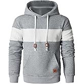 Leidowei Men's Casual Pullover Hoodies Plaid Jacquard Long Sleeve Hooded Sweatshirts