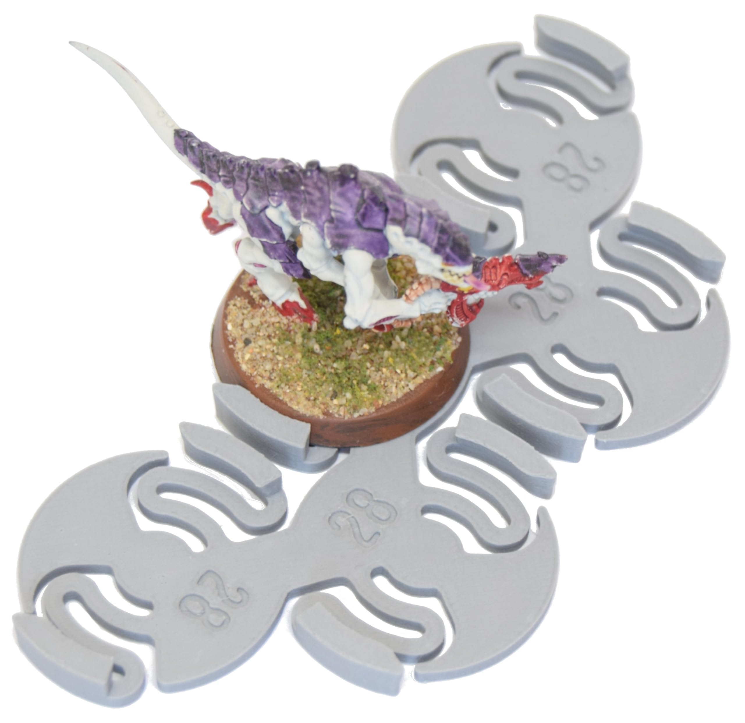 Miniature Mods - Assault Movement Trays - 4 pack - round bases - 5 models in staggered formation - gaming and storage - Grey (28mm)