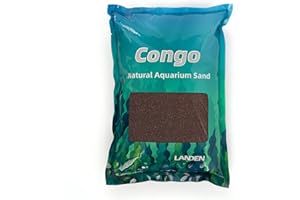 LANDEN Congo Aquascape Sand for Aquarium Landscape 2L(9lbs), Brown, Aquarium Natural Fine Decorative Sand, Tropical Rainforest Biotope Aquariums, Depth Enhancing, 0.4-0.9mm
