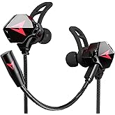 KASOTT Battle Buds Pro in-Ear Gaming Headset with Dual Microphone, Mute and Volume Control, Wired Earphones for Mobile Gaming, Nintendo Switch, Xbox One, PS, PC (Black)
