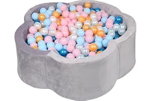 FUBOTRAD Ball Pit 35.4" x 11.8" Flower Foam Ball Pits for Kids Toddlers Soft Play Equipment Balls NOT Included (Light Gray)