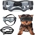 Dog Goggles for Small Dogs, Dog Sunglasses Small Breed, Dog Glasses UV Protection Wind Protection Dust Protection with Adjustable Strap for Small Breed (Small Black)