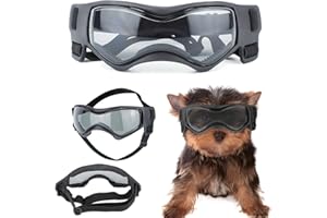 YHTWIN Small Dog Goggles - UV, Wind & Dust Protection Sunglasses with Adjustable Strap (Black)