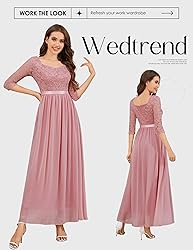 Wedtrend Women's Bridesmaid Dress 3/4 Sleeve Prom