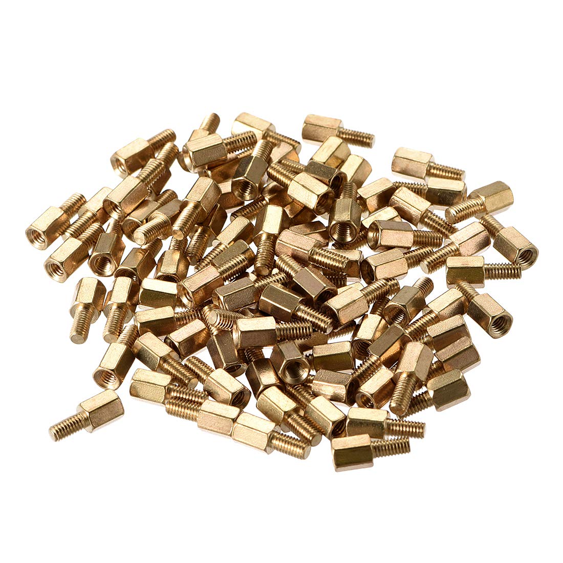 sourcing map M3 6+6mm F/M Brass Hex Standoff Spacer Screws PCB Pillar 88 Pcs