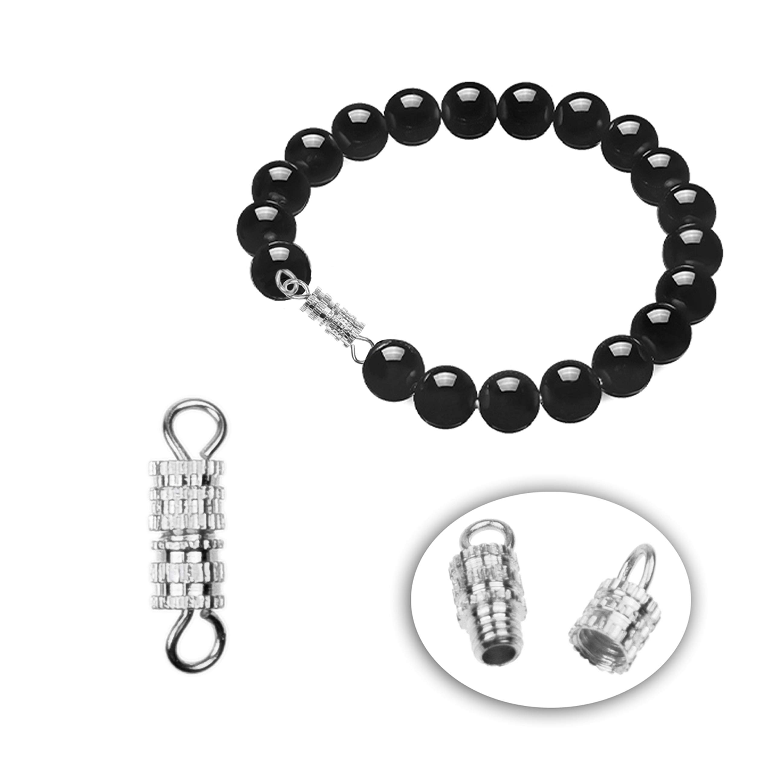 ECO-FUSED 200x Barrel Screw Clasps - Use for Jewelry Making and Repair - Recommended Connector for DIY Necklaces, Bracelets, Anklets - 4 mm x 15 mm - Silver