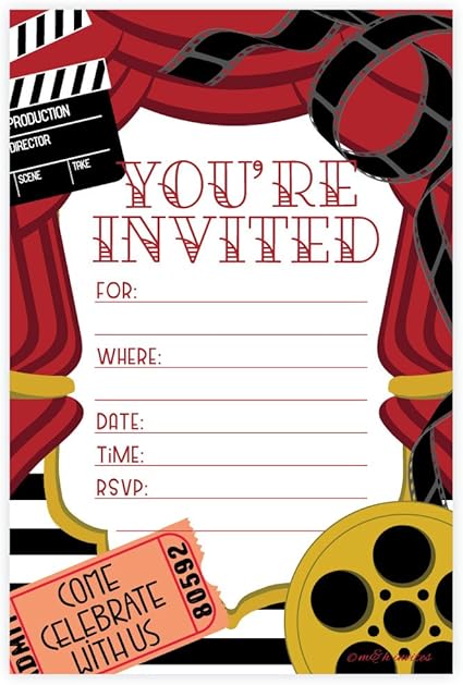 Amazon Com Movie Party Invitations Fill In Style 20 Count