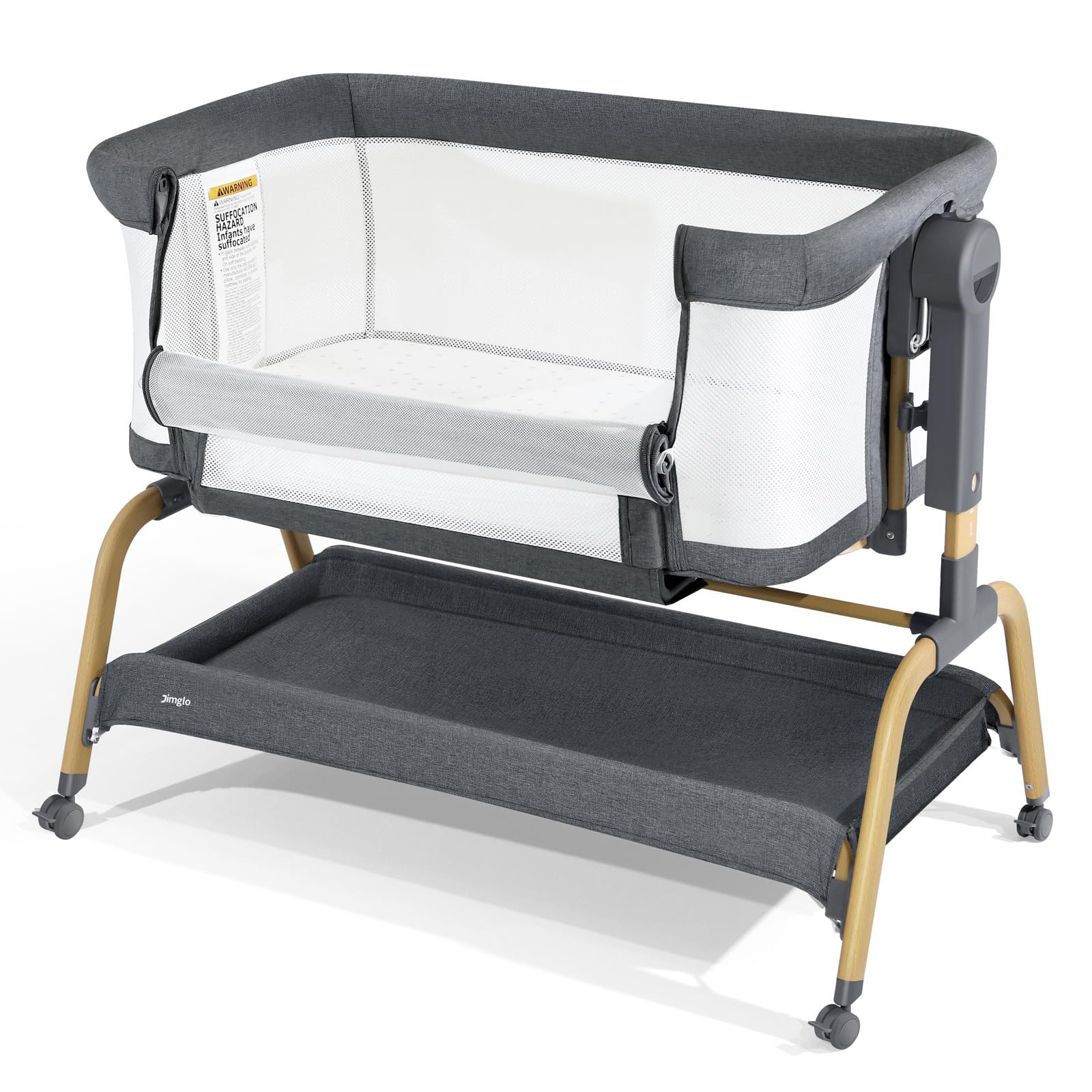 Photo 1 of *** PARTS ONLY *** Jimglo 3 in 1 Baby Bassinet, Bedside Bassinet for Baby, Rocking Bassinet with Comfy Mattress and Wheels, 6 Height Adjustable Easy Folding Portable Bedside Crib for Newborn