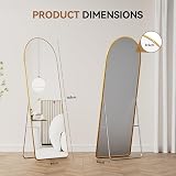 Warmiehomy Arched Full Length Mirror 165x60cm Gold Floor Standing view 3