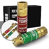 RX WELD Oxygen Acetylene Torch Flashback Arrestors Set, Torch End - Standard "B" 9/16-18UNF Threads Size