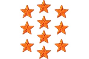 Laughing Lizards Iron On Star Patches Embroidered Patch Applique Embellishments for Clothing, Jackets, Backpacks, and Decorations (Orange, 1")