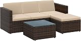 SONGMICS Garden Furniture Set PE Rattan Corner Sofa Table Cushions GGF005K05