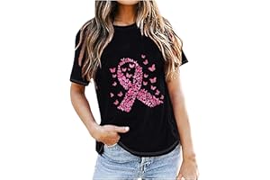 Fridja Cancer Shirts Women Breast Cancer Shirt Funny Pink Ribbon Graphic Tee Cancer Awareness Shirt Spread The Hope Tee Tops
