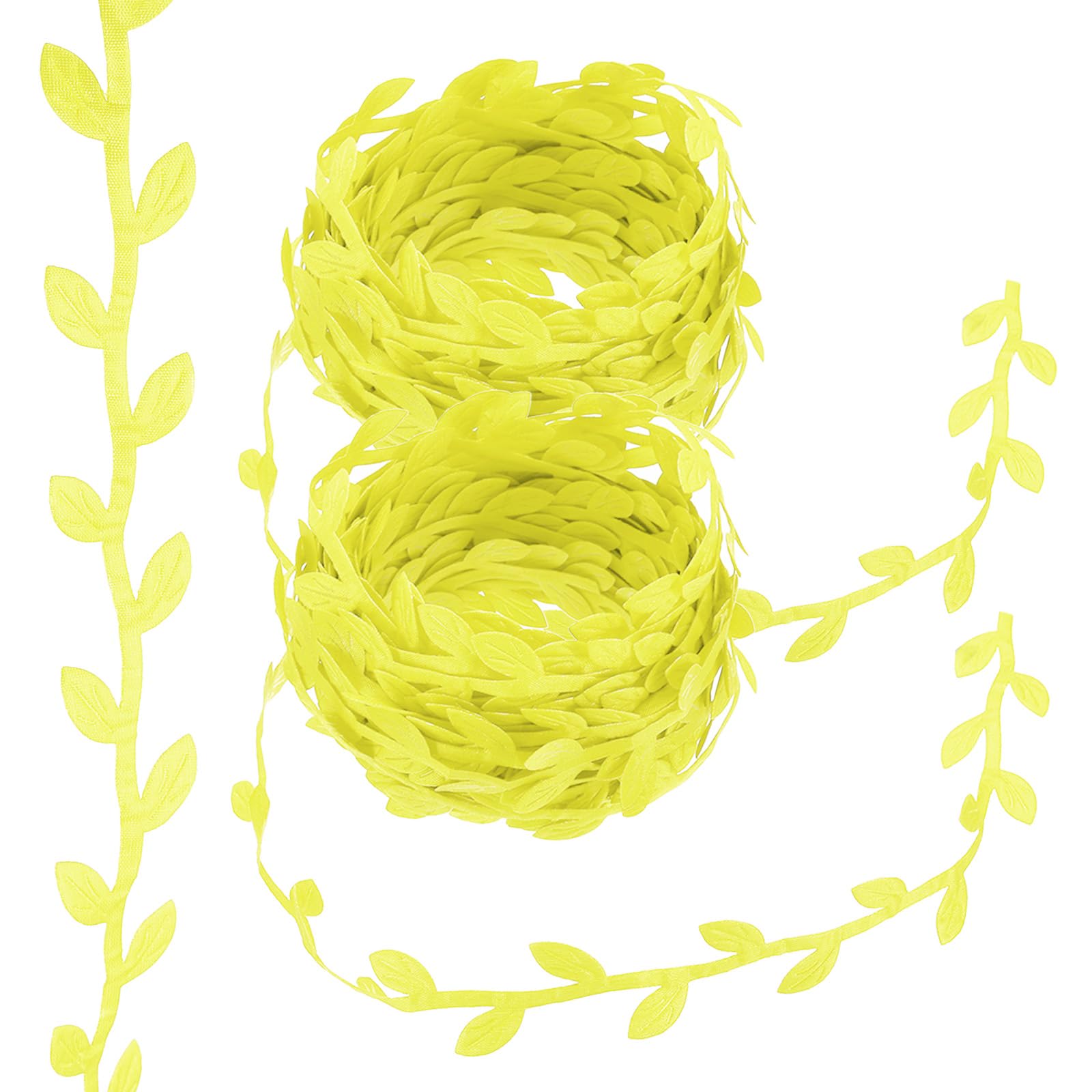 PATIKIL 22 Yards Yellow Leaf Ribbon, Leaves Trim Rope Artificial Leaf String for Christmas Wreath Making Gift Wrapping Wedding Decoration, Style 8 — image 1