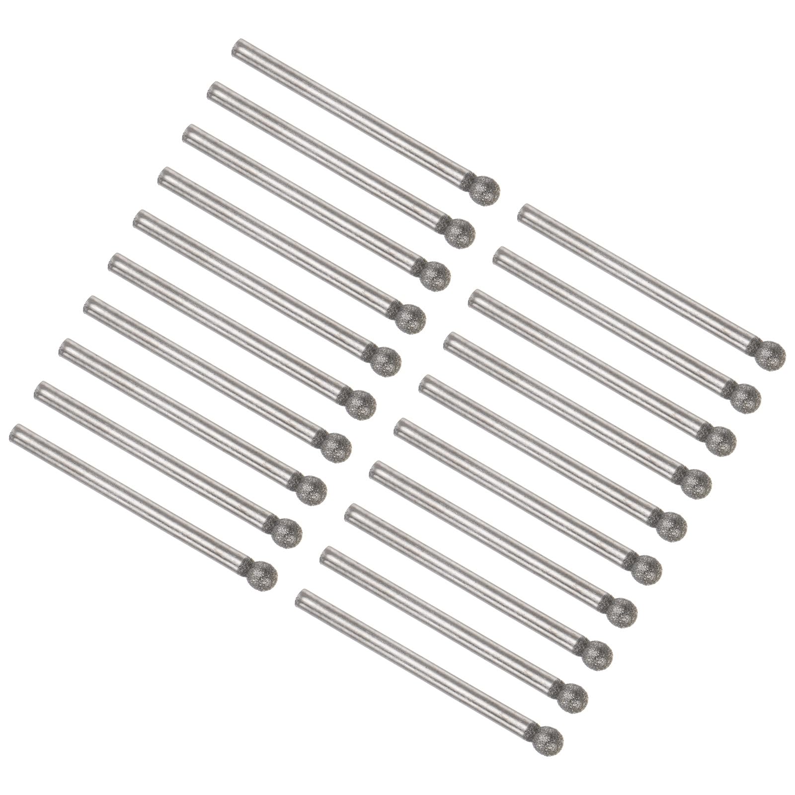 Kozelo 20pcs Diamond Grinding Bit - [4mm Dia 120 Grtis] Ball Head Carving Drill Bits Rotary Tool for Carving Polishing Use | 3mm Round Shank