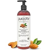 PURA D'OR Organic Sweet Almond Oil (16oz) USDA Certified 100% Pure & Natural Carrier Oil - Hexane Free - Skin & Face - Facial