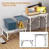 Lucn 2FT Folding Camping Table 60x45 cm Aluminum MDF Top 2-Height view 5