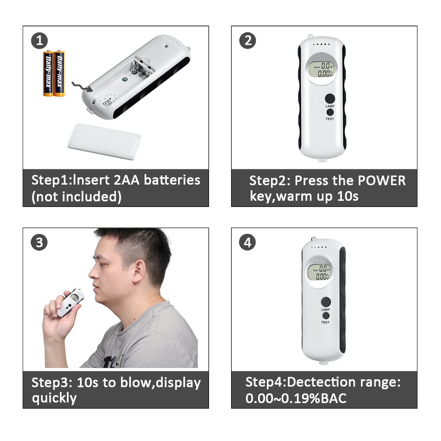 Professional Breathalyzer Anntoo Portable Digital Breath Alcohol Tester for Personal Use
