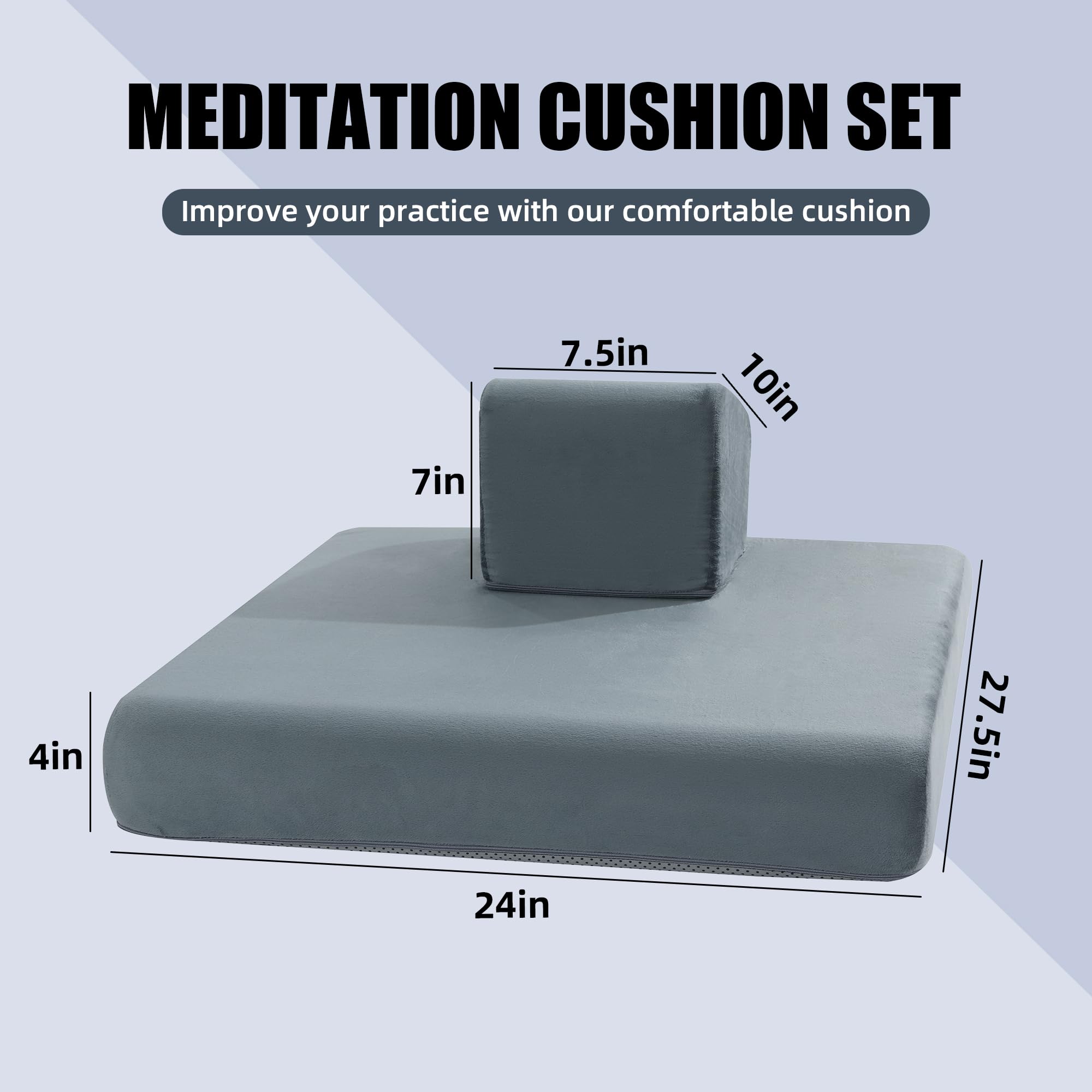 BALAPET Meditation Cushion Foam Meditation Pillows for Sit on Floor, Large Yoga Pillow,Ergonomic Meditation Cushion with Adjustable Cushions for Hip and Knee Support for Comfortable Kneel or Sit - Image 2