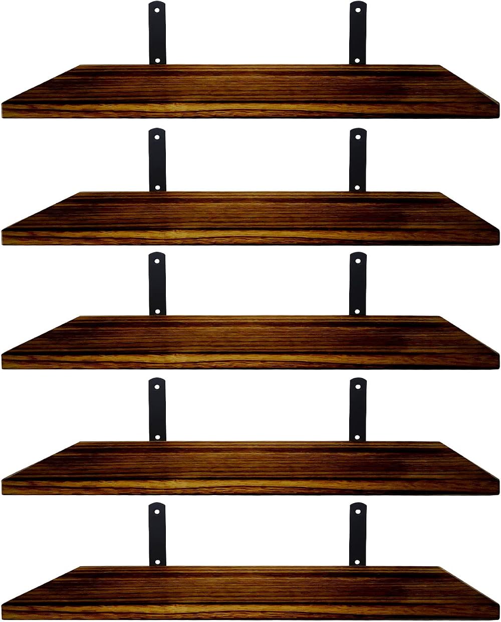 Mardili Shelves Wood Wall Mounted Shelf Rustic Set of 5 42x15x1.5cm Dark Brown
