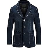 chouyatou Men's Classic Notched Collar 3 Button Tailoring Distressed Denim Blazer Jacket