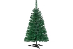 CIPOWM 3FT Artificial Christmas Tree Green Mini Tabletop Christmas Pine Tree with Plastic Stand Small Xmas Tree for Indoor Outdoor Holiday Home Decoration