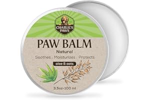 CHARLIE'S PAWS Paw Balm for Dog and Cat Paw Pad Balm Dog Nose Balm Cat Butter Paw Moisturizer Wax for Dog Pet Puppy Protect Dry Cracked Paw Foot Heals Restores Paw Elbows with 100% Natural Oil Aloe & Oats 3.5 Oz