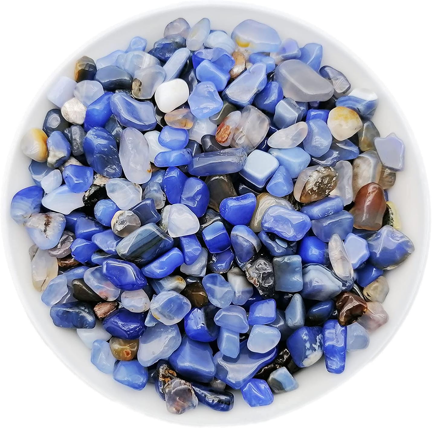 Indoor Fountains & Accessories - Alfykym 335g Assorted Blue Quartz Crystals Rocks Blue Crushed Crystal Quartz Tumbled Blue Rocks