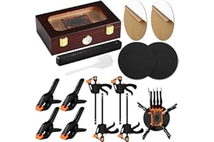 Didaey Card Flattening Kit Trading Card Flattening Tool Accessory Kit Included 1 Moisturizing Box, 2 Acrylic Plates, 4 Vices, 4 Clamps, 2 Indent Mats for Fix Bent Cards Flatten Lifted Edges(Wooden)
