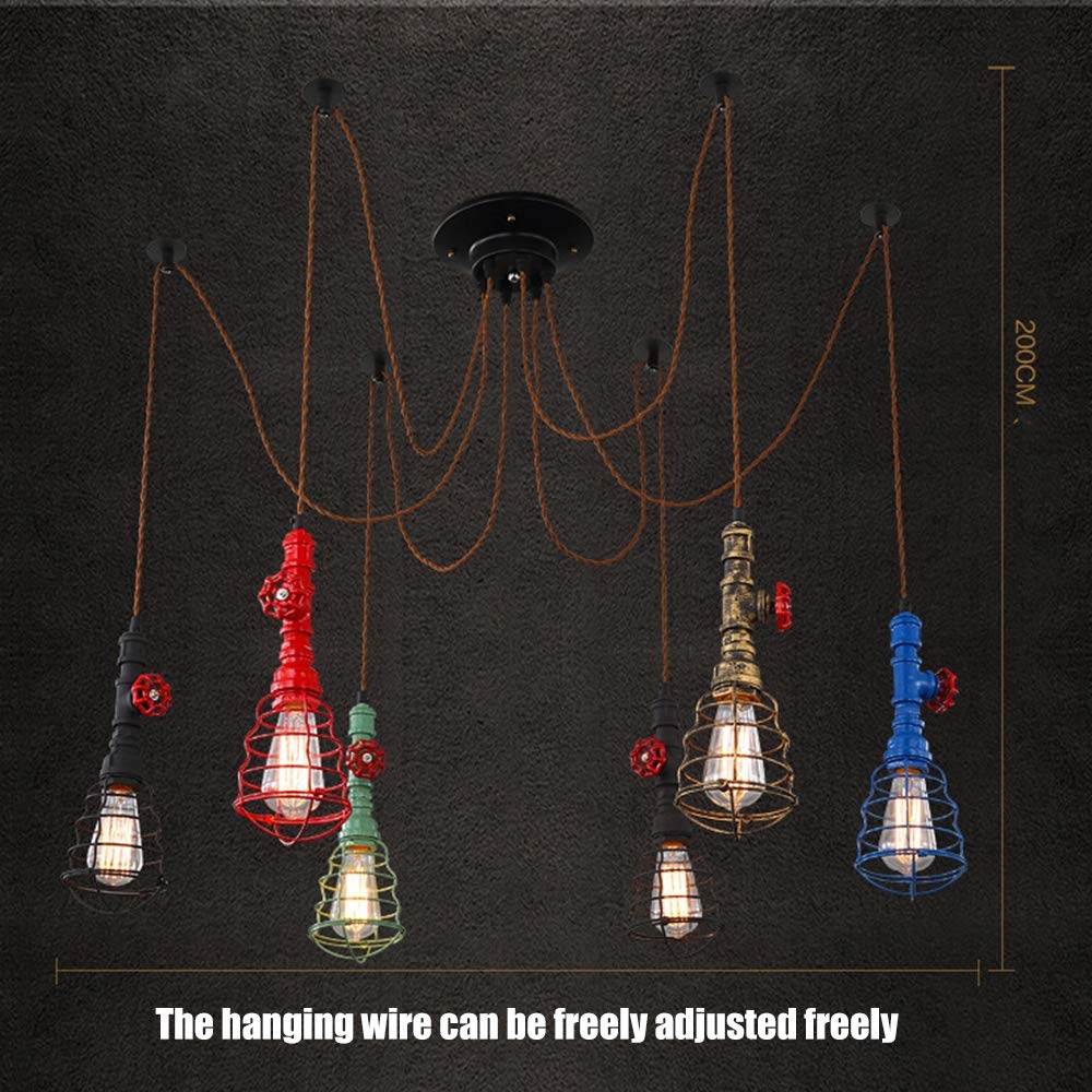 Amazon Com Industrial Vintage Ceiling Spider Light Hemp Rope