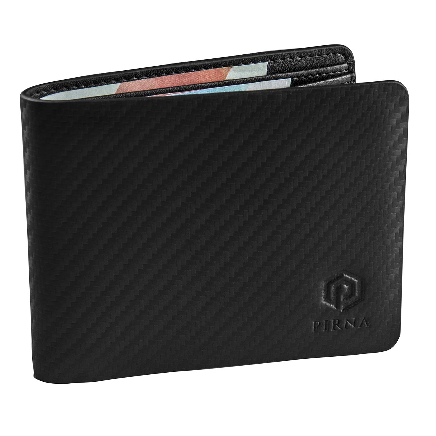 PIRNA Wallets for Men UK, RFID Bi-Fold Carbon Credit Card Holder for Mens with Gift Box, Men's Wallets UK & Money Organisers