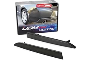 iJDMTOY Black Smoked Lens Rear Bumper Reflector Lenses Compatible With 2016-up Chevrolet Camaro, OE-Spec LH RH Assembly